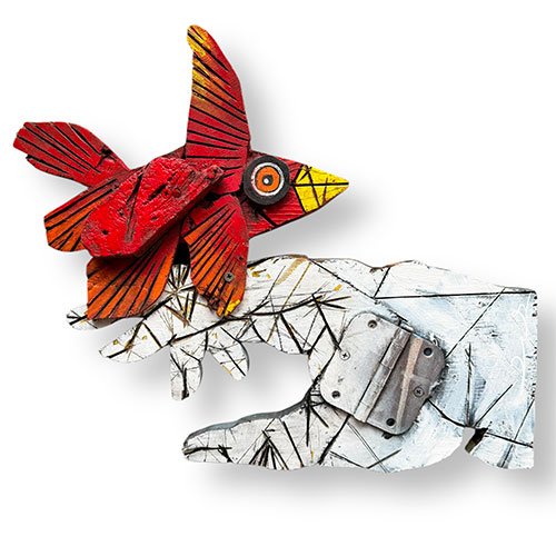 Michael Banks 19 x 15 Red Bird in Hand WP5645